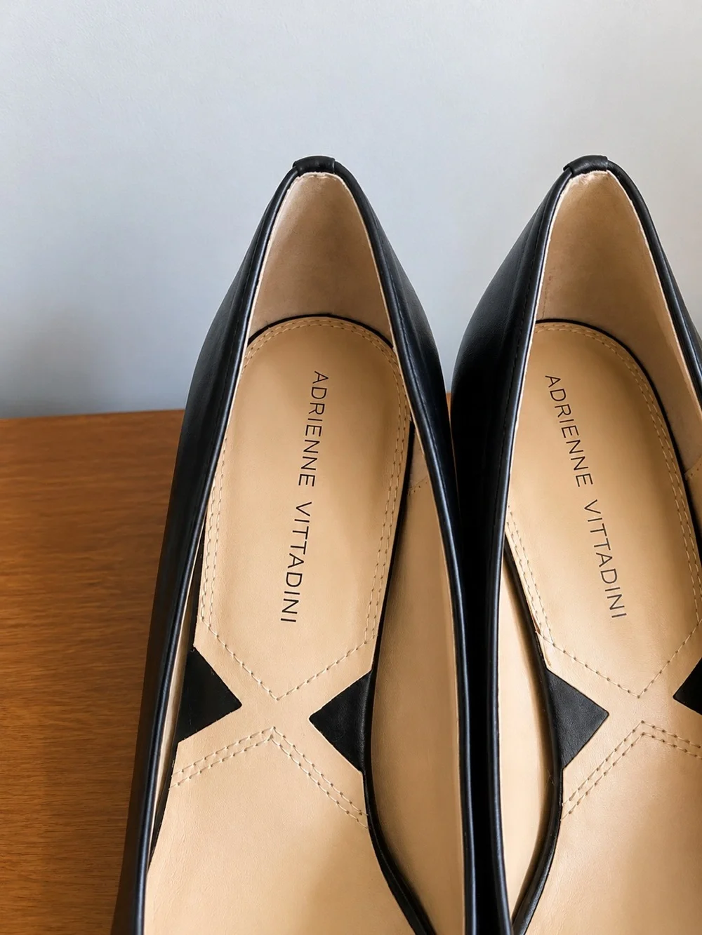 Adrienne Vittadini Black Leather Wedge Pumps